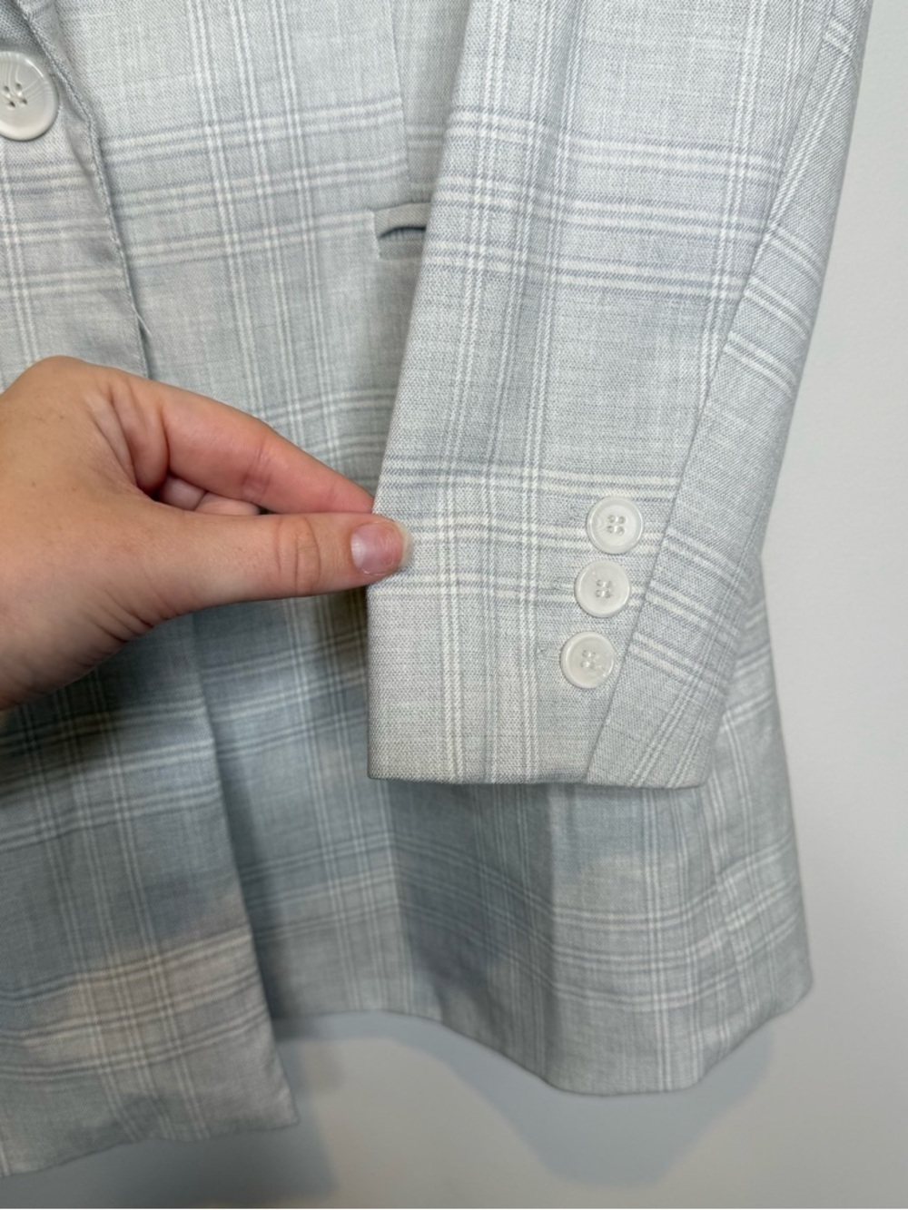 Rachel Zoe Light Gray Plaid Open-Front Blazer - Picture 6 of 8